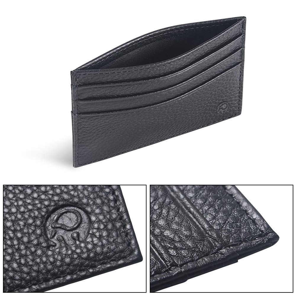 DIULI Credit Card Holder Wallet, RFID Blocking Leather Ultra Slim Wallet (Black) - Image 4