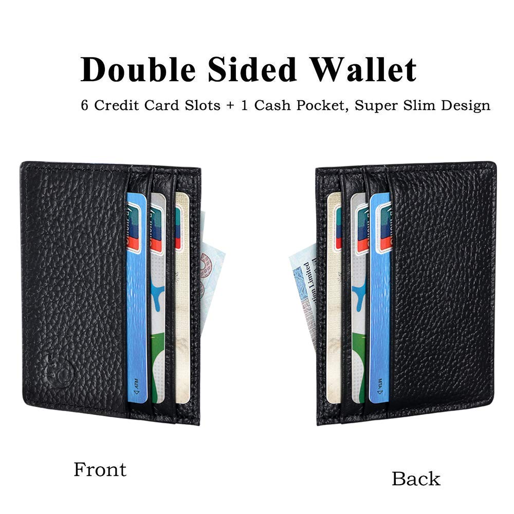 DIULI Credit Card Holder Wallet, RFID Blocking Leather Ultra Slim Wallet (Black) - Image 5